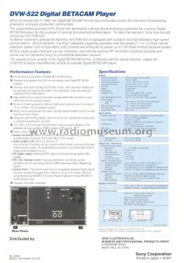 Digital Video Cassette Player DVW-522; Sony Corporation; (ID = 3091688) R-Player
