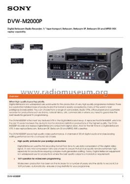 Digital Betacam Videocassette Recorder DVW-M2000P; Sony Corporation; (ID = 3097527) R-Player