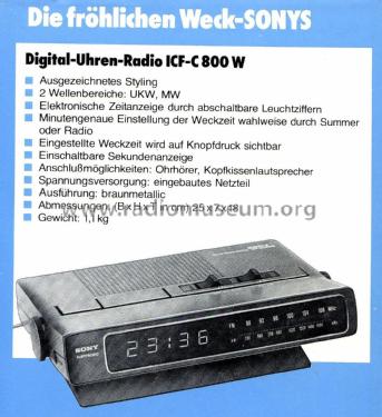 Electronic ICF-C 800 W; Sony Corporation; (ID = 2807409) Radio