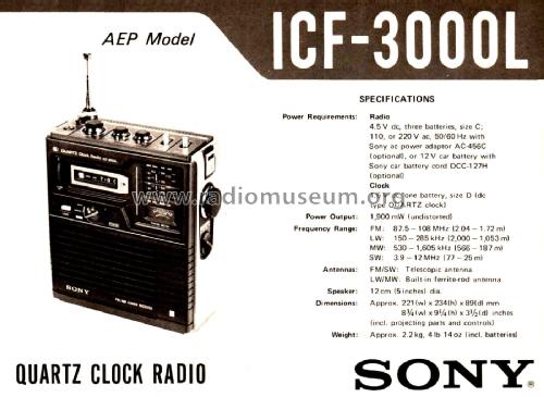 FM / AM 4Band Receiver ICF-3000L; Sony Corporation; (ID = 3014610) Radio