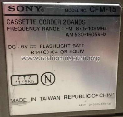 FM/AM Cassette-Corder CFM-15; Sony Corporation; (ID = 2591410) Radio