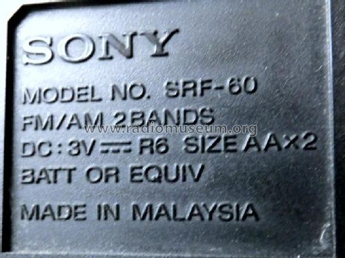 FM/AM Walkman SRF-60; Sony Corporation; (ID = 2917344) Radio