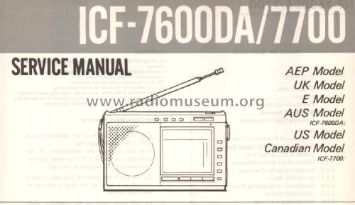 ICF-7700; Sony Corporation; (ID = 2169920) Radio