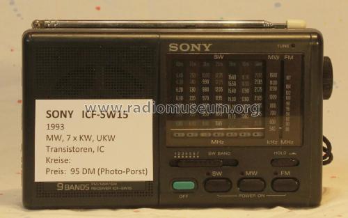 ICF-SW 15 Radio Sony Corporation; Tokyo, build 1993/1993, 14