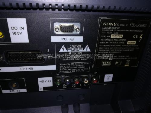 Bravia LCD Color TV KDL-15G2000; Sony Corporation; (ID = 2795183) Televisión