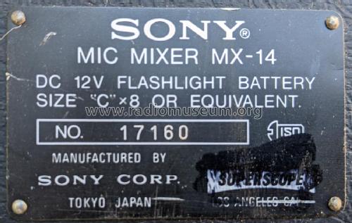 6 Channel Portable Stereo Microphone Mixer MX-14; Sony Corporation; (ID = 2770406) Ampl/Mixer