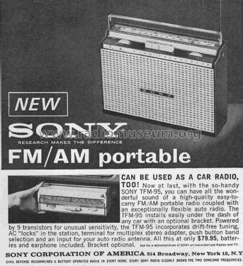 Nine Transistor TFM-95; Sony Corporation; (ID = 2805422) Radio