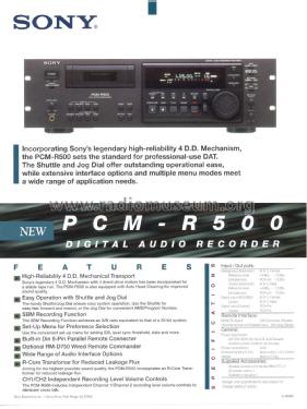 Digital Audio Recorder PCM-R500; Sony Corporation; (ID = 3086891) R-Player