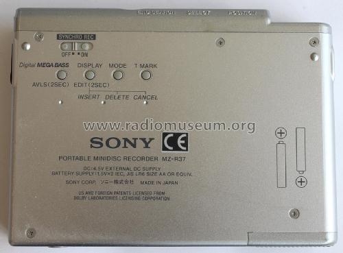 Portable Mini Disc Recorder MZ-R37; Sony Corporation; (ID = 3042635) Reg-Riprod