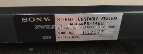 Stereo Turntable System PS-1450; Sony Corporation; (ID = 3095321) R-Player