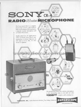 Radio Microphone Transmitter CR-4 with CRT-4; Sony Corporation; (ID = 2339224) Micrófono/PU