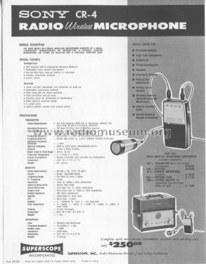 Radio Microphone Transmitter CR-4 with CRT-4; Sony Corporation; (ID = 2339225) Micrófono/PU
