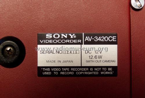 Sony-Matic Portable Videocorder - Videorecorder AV-3420CE; Sony Corporation; (ID = 2637216) Ton-Bild