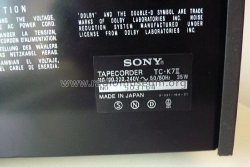 Stereo Cassette Deck TC-K7 II ; Sony Corporation; (ID = 2854028) Reg-Riprod