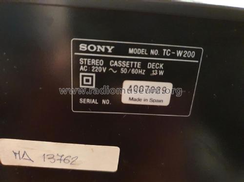 Stereo Double Cassette deck TC-W200; Sony España; Hispano (ID = 2946785) R-Player