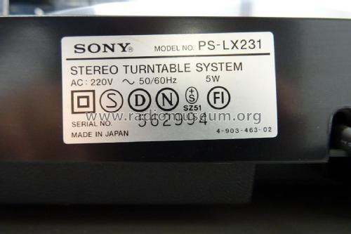 Stereo Turntable System PS-LX231; Sony Corporation; (ID = 2697979) Reg-Riprod