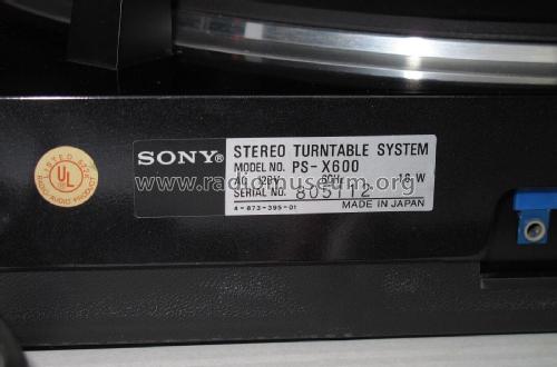 Stereo Turntable System PS-X600; Sony Corporation; (ID = 2844035) R-Player