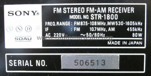 STR-1800; Sony Corporation; (ID = 3125154) Radio