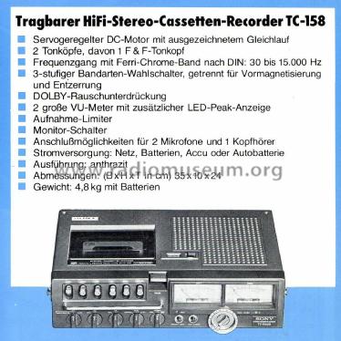 TC-158SD; Sony Corporation; (ID = 2807407) Sonido-V