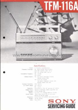 FM/AM Three Band 11 Transistor TFM-116A; Sony Corporation; (ID = 2831436) Radio