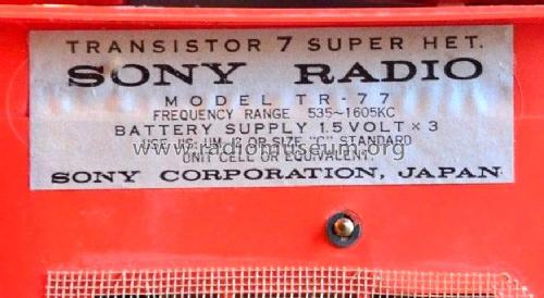 TR-77; Sony Corporation; (ID = 2122098) Radio