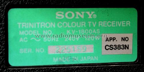 Trinitron KV-1800AS; Sony Australia Pty. (ID = 2385430) Televisión