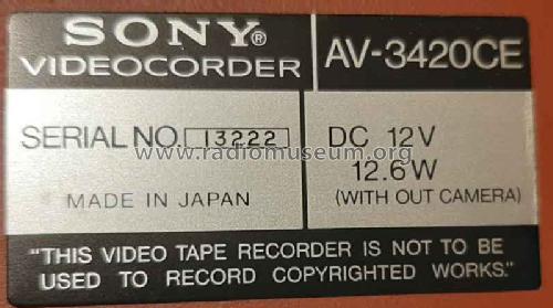 Sony-Matic Portable Videocorder - Videorecorder AV-3420CE; Sony Corporation; (ID = 2588561) Ton-Bild