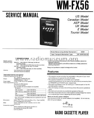 Walkman Mega Bass - Radio Cassette Player WM-FX56; Sony Corporation; (ID = 2333479) Radio