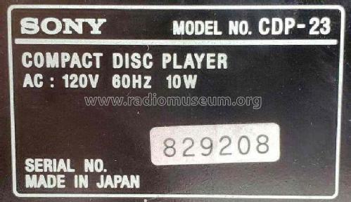 Compact Disc Player CDP-23; Sony Corporation; (ID = 2459226) Sonido-V