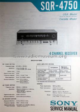 4 Channel Receiver - SQ Full Logic SQR-4750; Sony Corporation; (ID = 1634724) Radio