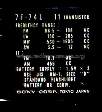 7 F-74 L; Sony Corporation; (ID = 1105736) Radio
