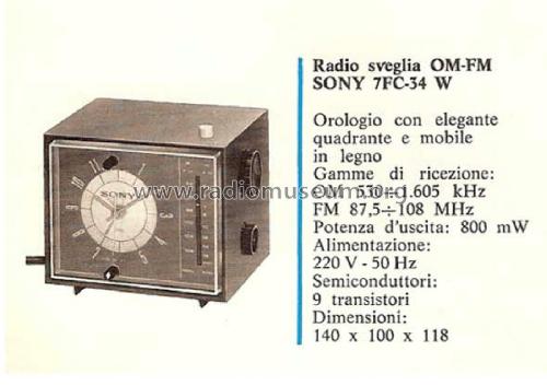 Clock-Radio 7FC-34W; Sony Corporation; (ID = 2094109) Radio