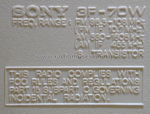 8 Transistor 3F-70W; Sony Corporation; (ID = 1533717) Radio