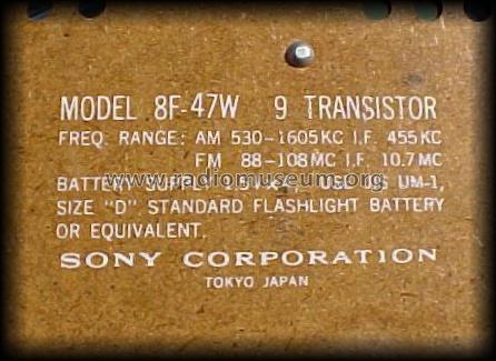 9 Transistor 8F-47W; Sony Corporation; (ID = 1542515) Radio