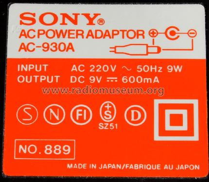 AC Power Adaptor AC-930A; Sony Corporation; (ID = 2024563) Power-S