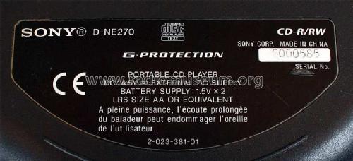 CD Walkman D-NE270; Sony Corporation; (ID = 1487607) R-Player