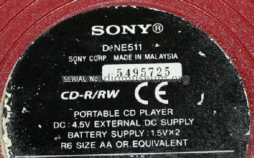 CD Walkman D-NE511; Sony Corporation; (ID = 1502097) Reg-Riprod
