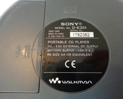 Sony DE351 CD Walkman Portable CD Player - Blue (D-E351/LC)