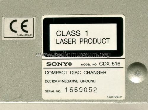 Compact Disc Changer CDX-616; Sony Corporation; (ID = 2041457) Ton-Bild