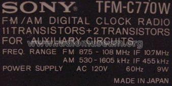 Digimatic Litetime TFM-C770W; Sony Corporation; (ID = 517930) Radio