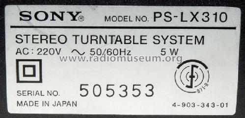 Direct Drive Automatic Stereo Turnable System PS-LX30; Sony Corporation; (ID = 2002316) Sonido-V