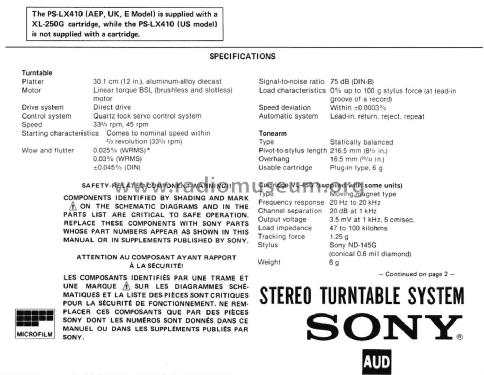 Direct Drive Stereo Turntable PS-LX410; Sony Corporation; (ID = 1828855) R-Player