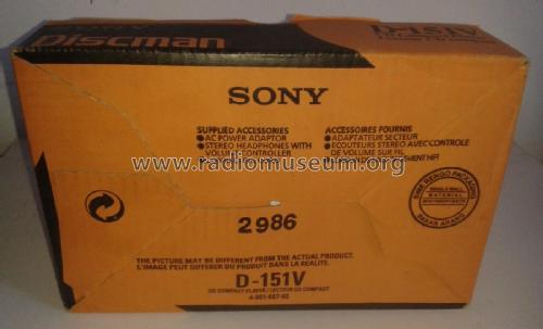 Discman D-151V; Sony Corporation; (ID = 1845298) R-Player