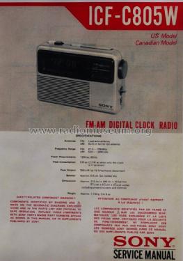 Dream Machine FM/AM Digital Clock Radio ICF-C805W; Sony Corporation; (ID = 1418107) Radio