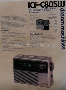 Dream Machine FM/AM Digital Clock Radio ICF-C805W; Sony Corporation; (ID = 1418109) Radio