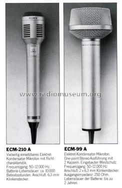 Electret Condenser Microphone ECM-210 A; Sony Corporation; (ID = 2076550) Microphone/PU