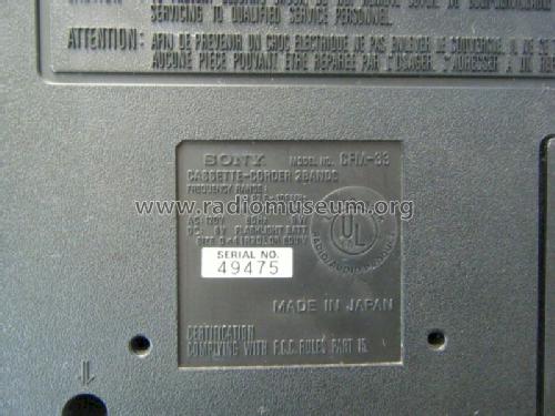 FM/AM Cassette-Corder CFM-33; Sony Corporation; (ID = 1259160) Radio