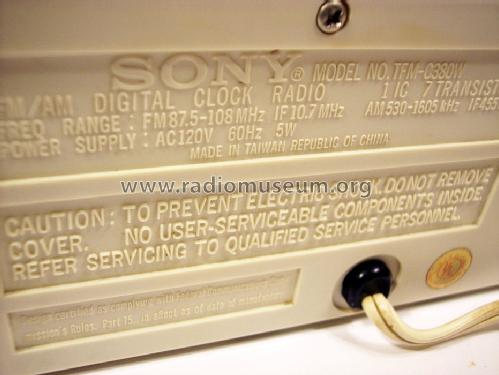 FM/AM Digital Clock Radio TFM-C380W; Sony Corporation; (ID = 1634526) Radio