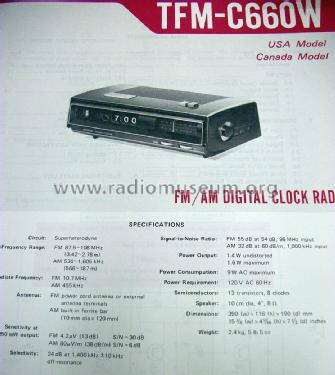 FM/AM Digital Clock Radio TFM-C660W; Sony Corporation; (ID = 1634515) Radio