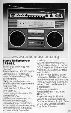 FM AM LW SW Stereo Cassette-Corder CFS-65L; Sony Corporation; (ID = 1719957) Radio